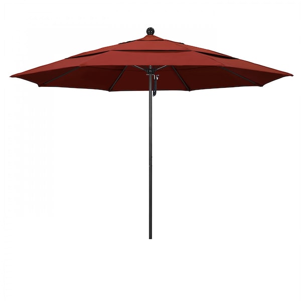 California Umbrella 11' Black Aluminum Market Patio Umbrella, Sunbrella Terracotta 194061333396 - main